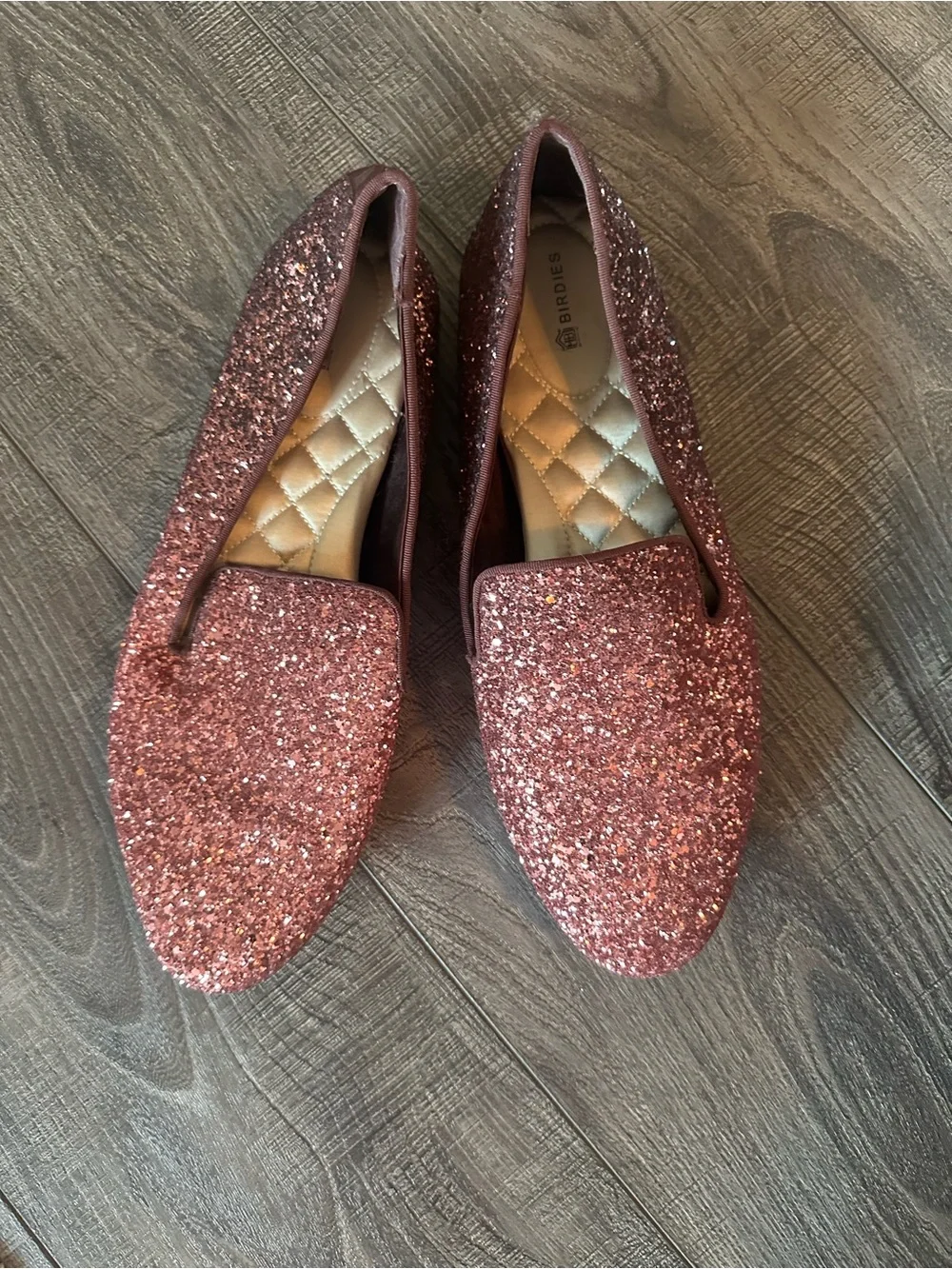Birdies Rose Glitter Slip-On Loafers